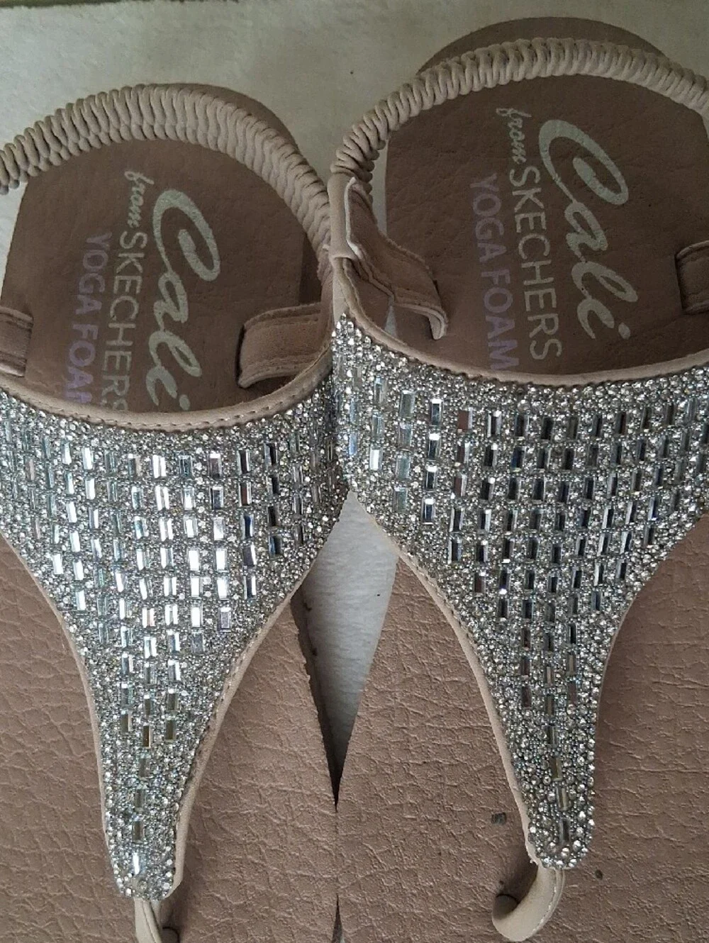 Skechers Women's Blush Thong Sandals with Silver Rhinestone Accents